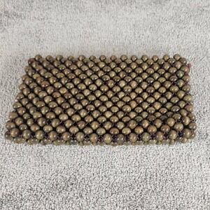 Ritter Its in The Bag Wood Beaded Clutch Brown Vintage Japan Boho Small
